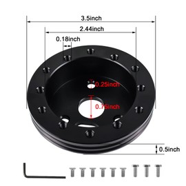 QYMOPAY 0.5" Steering Wheel Hub Adapter Conversion Spacer, 6 Hole to 3 Hole Steering Wheel Adapter Grant Adapter Boss Kit(Black)