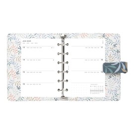 Filofax Botanical Organizer, Pocket Size, Blue - Smooth, Leather-Look, Six Rings, Week-to-View Calendar Diary, Multilingual, 2025 (C022644-25)
