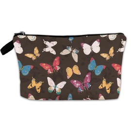 BOONEST Black Butterfly Makeup Cosmetic Bag Cute Aesthetic Pouch Organizer Small Compact Travel Mini Portable Beauty Toiletry Make Up Brush Storage Purse Case Women Teenager Girl Waterproof Zipper