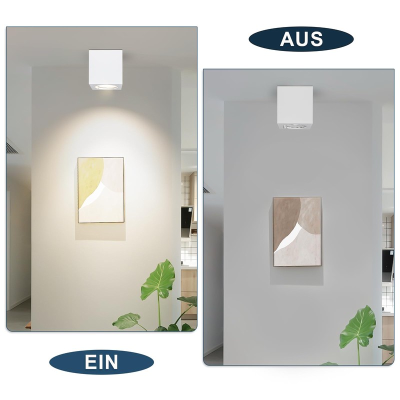 ZMH Surface-Mounted Spotlight GU10: Surface-Mounted Spotlight Square Ceiling Spotlights Ceiling