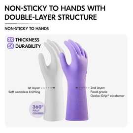 Vgo... 1 Pair Innovative Lined Dishwashing Gloves Long Sleeve Gloves for Kitchen, Bathroom Cleaning, Gardening, Pet Care, Painting (TP1117)