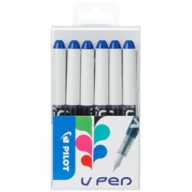 Pilot V Pen Disposable Fountain Pen - Blue, Pack of 6