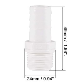 sourcing map PVC Tube Fitting Adapter 16mm Barbed x G1/2 Male White for Aquariums, Water Tanks, Tubs, Pools 2Pcs