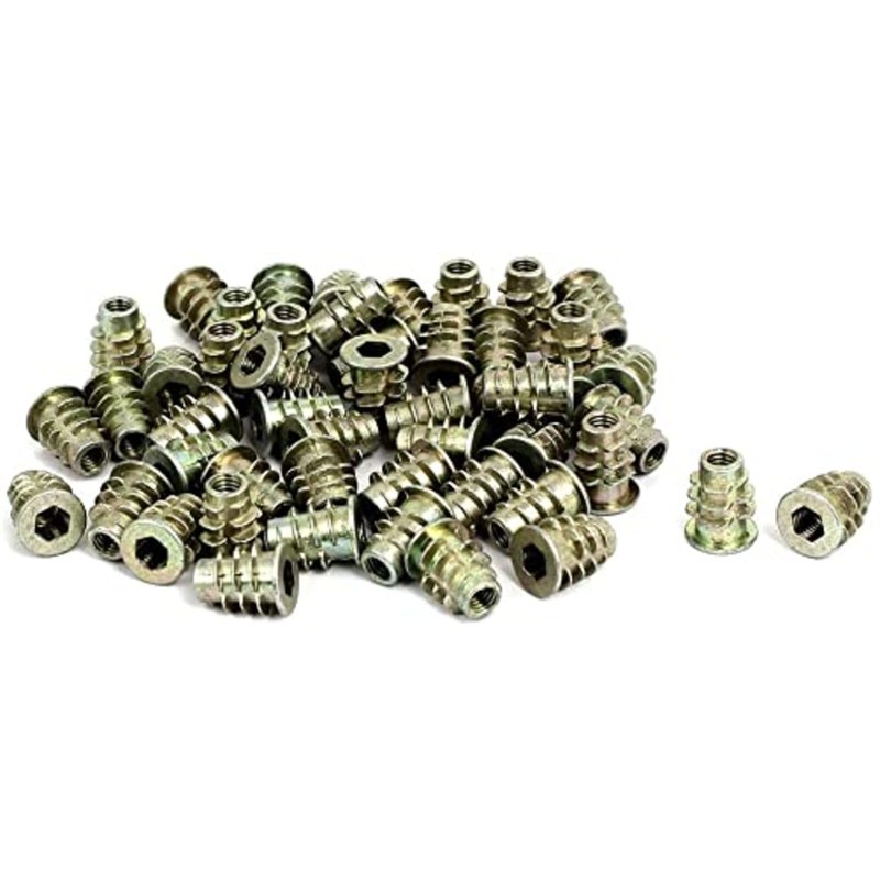 M8 (8mm) X 25mm Wood Insert Hex Socket Nuts Threaded