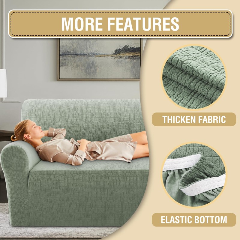 H.VERSAILTEX Jacquard Sofa Slipcover with Waterproof Seat Furniture Protector 1
