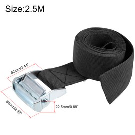 sourcing map Tie Down Strap Cam Buckle Lashing Strap 2" x 8Ft 1100lb 500Kg Load Polypropylene for Moving Securing Cargo, Black, Pack of 2