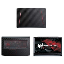 Decalrus - Protective Decal for Acer Predator Helios 300 PH317 (17" Screen) Laptop Black Carbon Fiber Skin case Cover wrap CFacerPredatorHelios17Black