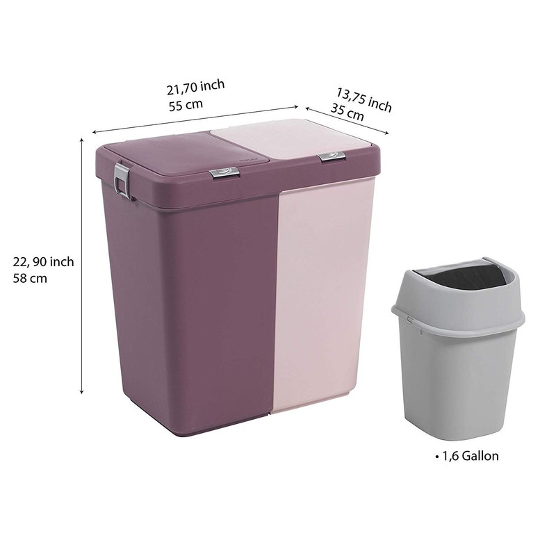 Mabel Home Plastic Laundry Basket with Lid, 2 Sections, Large