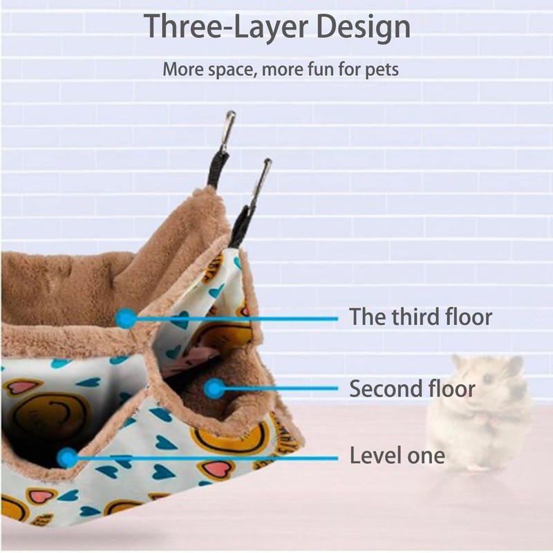 ZYYRSS 3-Layer Pet Cage Hammock, Small Animals Hanging Bed Soft