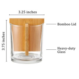 Onsogi Glass Toothbrush and Toothpaste Holder with Bamboo Divider for Bathroom Countertop, Toothbrush Organizer Stand for Bathroom Vanity Countertops - 1 Pack