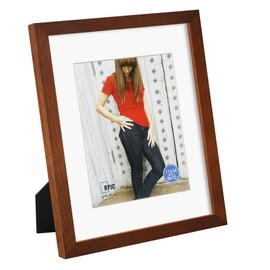RPJC 11x14 inch Picture Frame Made of Solid Wood and High Definition Glass Display Pictures 8x10 with Mat or 11x14 Without Mat for Table Top Display and Wall Mounting Photo Frame with Stand Brown