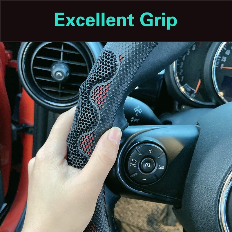 PINCTROT Steering Wheel Cover Great Grip with 3D Honeycomb Anti-Slip