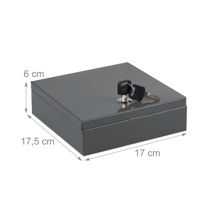Relaxdays Lockable Cash Box, Removable Insert, 4 Compartments, Iron Cash