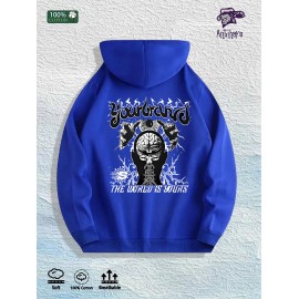 The World Is Yours Graphic Hoodie 100% Cotton US Warehouse 7 ColorsColor: Blue, Size: L