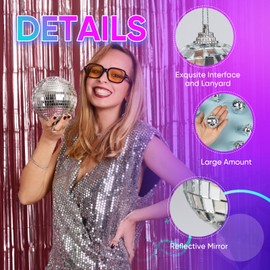 42 Pack Mini Mirror Disco Ball Set: Silver Hanging Disco Balls Decor - Small Mirror Ball Ornaments for Party Decorations Christmas Tree Birthday Wedding (1.2/2/2.4/3 Inch)