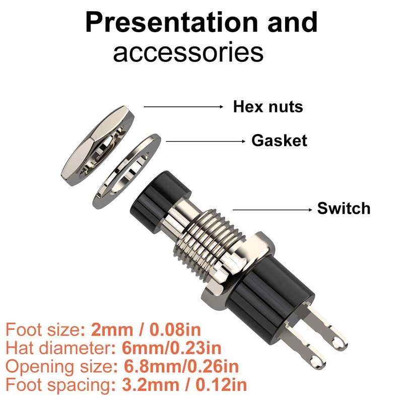 DIYhz Momentary Push Button Switch, 1A 250V AC SPST Mini