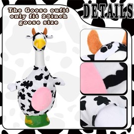 Honic Cow Goose Outfit Porch Goose Clothes for 23" Lawn Outdoor Garden Yard Patio Statue Spring Decor