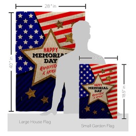 Ornament Collection Honor Memorial Burlap Garden House Flag Set Patriotic Day Armed Forces Military Veteran United State American Decoration Banner Small Yard Gift Double-Sided, Made in USA