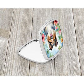 Caroline's Treasures Sheltie Luau Compact Mirror Decorative Travel Makeup Mirror for Women Girls Gifts Pocket Makeup Mirror Folding Handheld