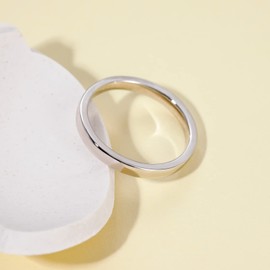 EAMTI 2mm 925 Sterling Silver Ring Thin High Polish Plain Dome Comfort Fit Size 6