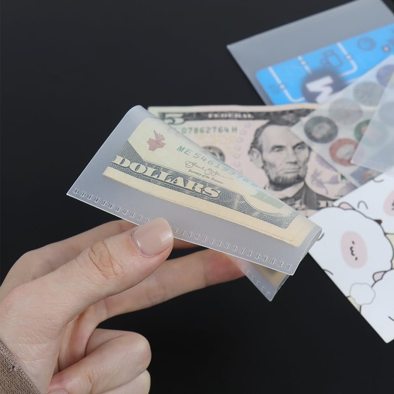 12 Sheets Frosted PP Small Cash Envelope 3.15x3.5 Inch Zipless