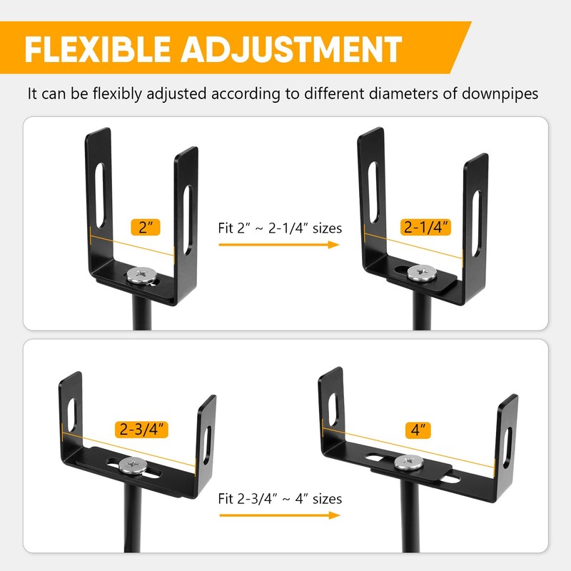 BLSGBUIDING Rainwater Downspout Bracket, 2-4 Inch Sliding Adjustable, Heavy Duty