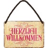 Tin Sign with German Text "Herzlich Willkommen" [German Language] Decorative