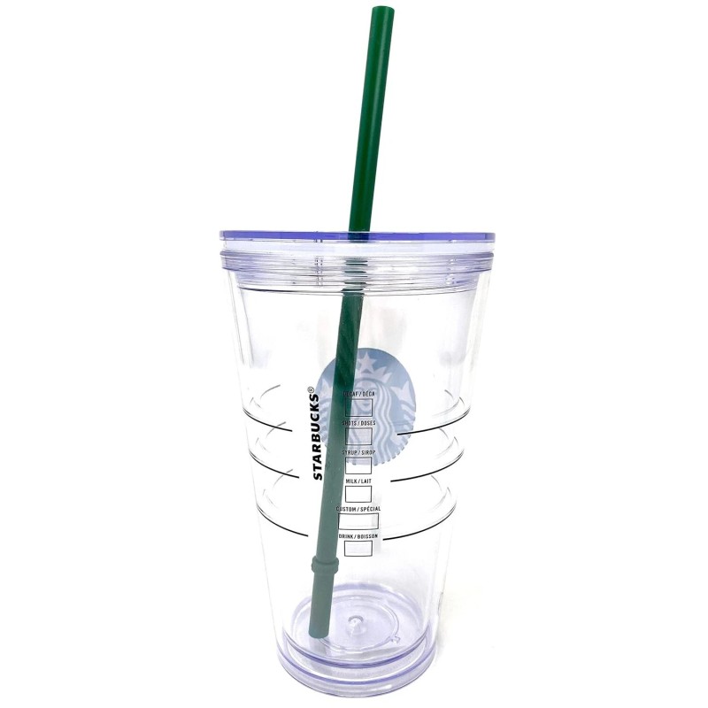 Starbucks Clear Grande Acrylic Cold Cup Double Walled Tumbler 16