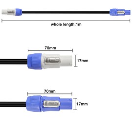 XMSJSIY PowerCon Power Cable AC PowerCon Input to PowerCon Output 12AWG 3 Pin Power Extension Cable for LED Screen Beam Moving Head Light, Stage Light Power,Audio Video Equipment and More-1M/3FT