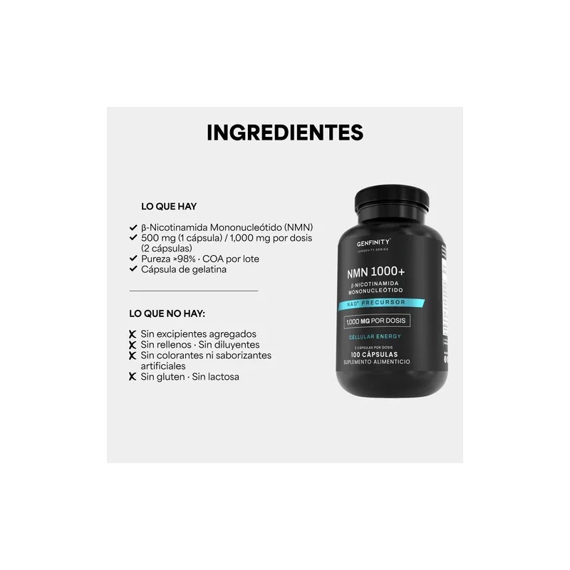 Nmn Ultra Pure - 1,000mg Por Dosis - 100 Cáps