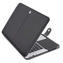 MOSISO PU Leather Case Compatible with MacBook Air 11 inch Case A1370 A1465, Book Folio Protective Stand Cover Sleeve, Black
