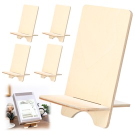 Memorywuu 4 Pack Wooden Book Stand for Display Book Holder Easel Stand Collector Display Back to School Gift for Home Office Album CD Magazine Comic Postcard Picture Artworks