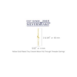 Silvershake 18K Yellow Gold Plated 925 Sterling Silver Tiny Cresent Moon Long Chain Minimalist Pull Through Threader Earrings Jewelry for Women, Small, Sterling Silver 18K Gold Plated, yellow gold