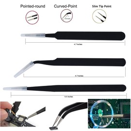PagKis 12 PCs Repair Tool Set - ESD Safe Tweezers, Nylon ESD Spudgers, Dual End Metal Spudgers and Triangular Openers