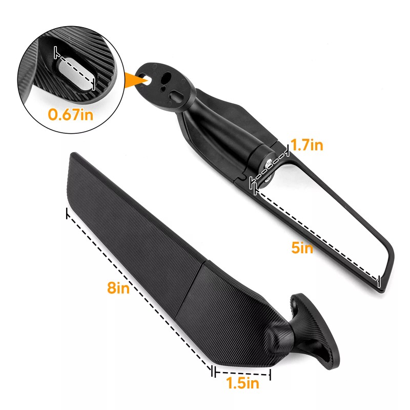 CB Upgrade L & R Rearview Wind Wing Rear Mirrors