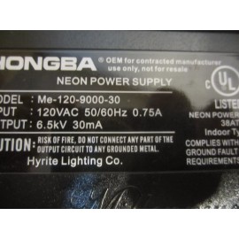 New UL NEON SIGN TRANSFORMER 6,500 volt 6.5KV 6500 30ma power supply 120V Hongba