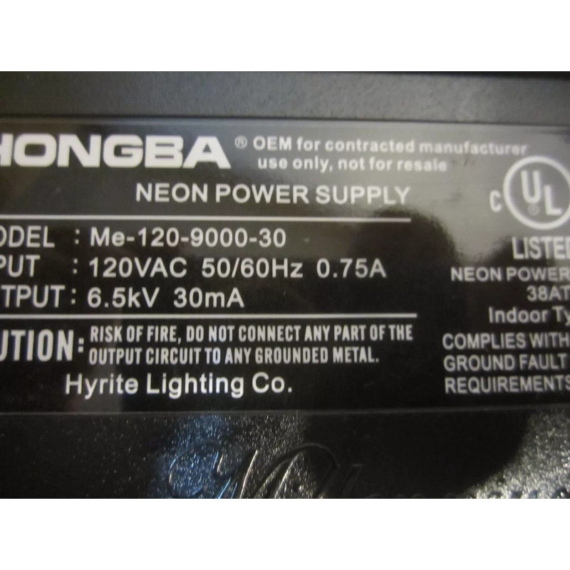 New UL NEON SIGN TRANSFORMER 6,500 volt 6.5KV 6500 30ma