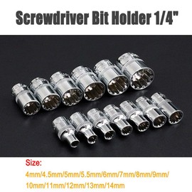 POWERTOOL Drive Socket Adapter 1/4" Hex Shank Socket Adapter Screwdriver Bit Holder for Screwdriver and Ratchet Wrenches (2PCS,12MM)