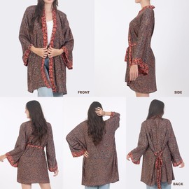 Kimono Boho for Women - 100% Polyester Hook and Loop Closure - Flattering 3/4 Sleeve - All-Season Comfort - Versatile Kimonos for Beach, Vacation, Layering