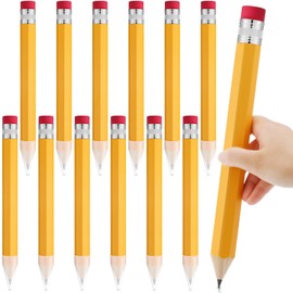 Leinuosen 12 Pcs Giant Pencils 14 Inch Wood Big Jumbo Extra Large Novelty Comically Yellow Pencil Props for Office Christmas Favor