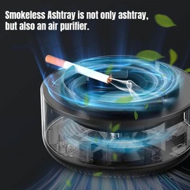 GLURIZ 2 en 1 Cenicero sin Humo, Ceniceros Modernos, Cenicero Portatil, Cenicero Multifuncional sin Humo con Filtro, Purificador de aire para la Restaurantes, Dormitorios（Blanco y Negro）