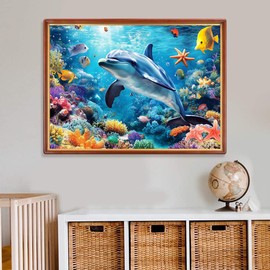 Jigsaw Puzzles for Adults 1000 Piece Dolphin 27.56 x 19.69 Inch Seaworld Puzzles for Adults Educational Challenge 1000 Pieces Ocean Animals Dolphin Puzzles