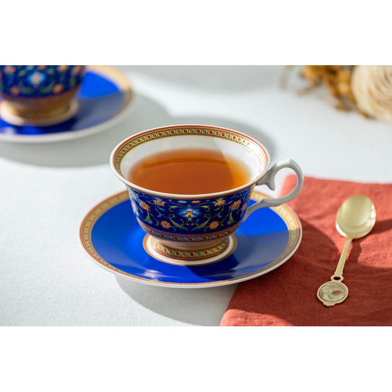 Gracie Bone China Royal Blue Floral Bone China Tea Cup