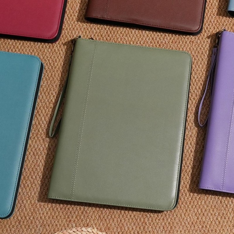 Wason A4 Portfolio with Zipper - Leather PU Padfolio with
