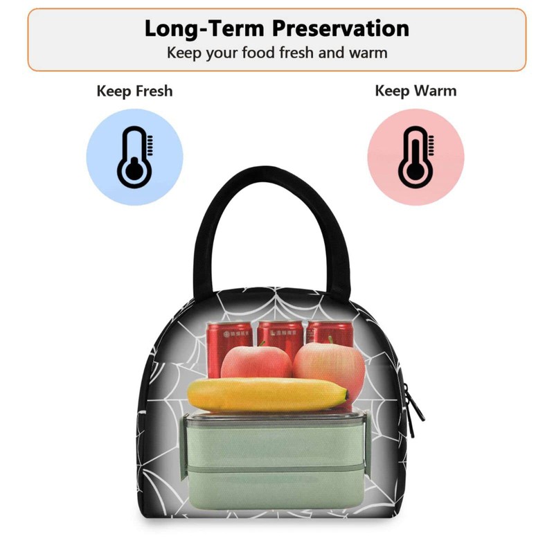 Goth Spider Web Lunch Bag for Women Men Reusable Insulated