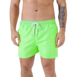 LINMYZAI - Traje de baño para hombre, de secado rápido, de 5 pulgadas, pantalones cortos deportivos de playa con forro de malla, Verde, Large