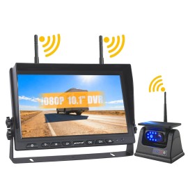 Wireless 10.1" Car Monitor DVR Magnetic Solar Backup Camera Reverse Parking System Waterproof for Truck Trailer Van CamperScreen Size: 10.1'', ROM: 128G, RAM: Does not include an SD card