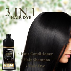JE Quality Jet Black Hair Dye Shampoo, 17.6 Fl Oz (Pack of 1)