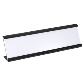PATIKIL 2 x 7.8inch Aluminum Name Plate Holder, L Type with White Blank Engraved Name Plate for Desk Office Business Door Sign Holder Black
