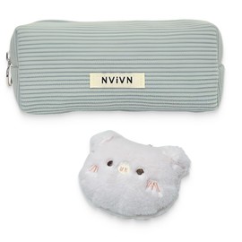 WUMZIRA Pencil Case Corduroy Fabric Pencil Case Aesthetic Pencil Case Light Blue for Girls Teenagers Pencil Case Pencil Case School Pencil Case for School Office - Light Blue